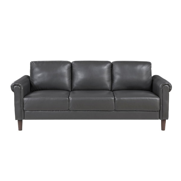English Elm Sofa Mid-Century Faux Leather Three Seat with Tapered Legs for Living Room B011P580763
