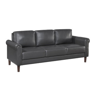 English Elm Sofa Mid-Century Faux Leather Three Seat with Tapered Legs for Living Room B011P580763