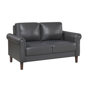 English Elm Love Seat Mid-Century Faux Leather Loveseat with Pocket Coil Support Tapered Legs Dark Gray 57 L x 32 W x 33.5 H B011P580764