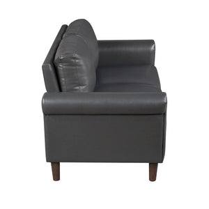 English Elm Love Seat Mid-Century Faux Leather Loveseat with Pocket Coil Support Tapered Legs Dark Gray 57 L x 32 W x 33.5 H B011P580764