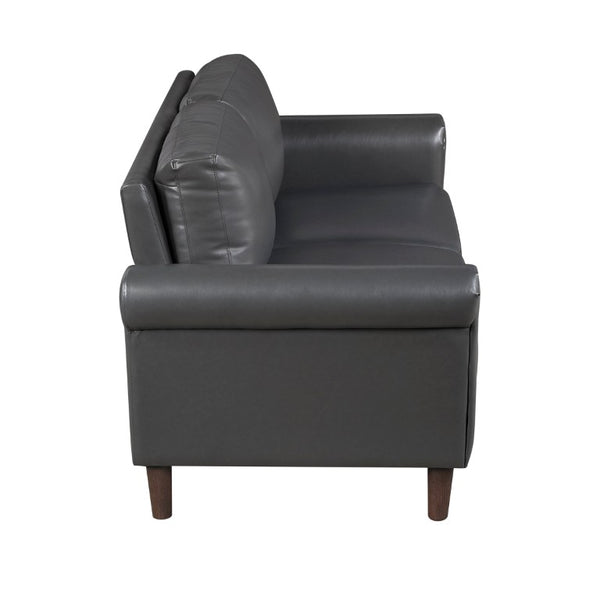 English Elm Love Seat Mid-Century Faux Leather Loveseat with Pocket Coil Support Tapered Legs Dark Gray 57 L x 32 W x 33.5 H B011P580764