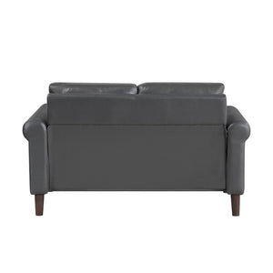 English Elm Love Seat Mid-Century Faux Leather Loveseat with Pocket Coil Support Tapered Legs Dark Gray 57 L x 32 W x 33.5 H B011P580764
