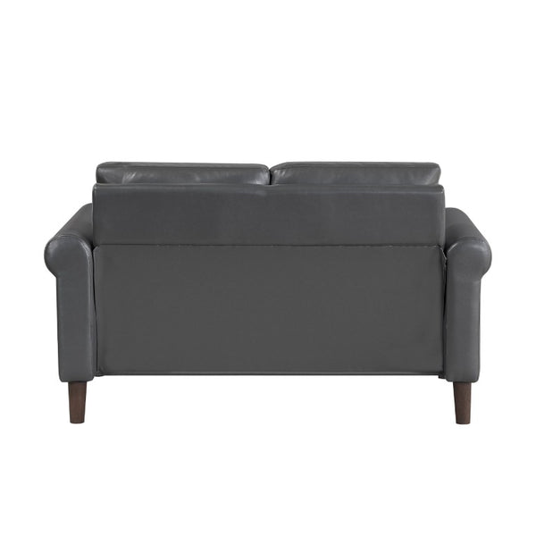 English Elm Love Seat Mid-Century Faux Leather Loveseat with Pocket Coil Support Tapered Legs Dark Gray 57 L x 32 W x 33.5 H B011P580764