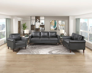 English Elm Love Seat Mid-Century Faux Leather Loveseat with Pocket Coil Support Tapered Legs Dark Gray 57 L x 32 W x 33.5 H B011P580764