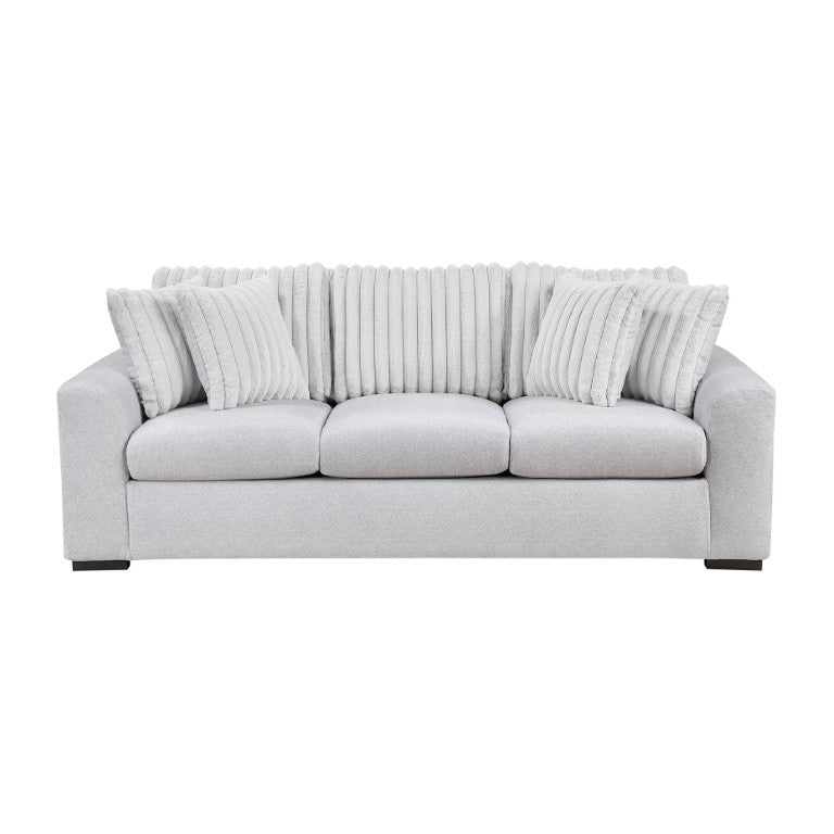 English Elm Double Reclining Sofa with Microfiber Corduroy Upholstery and Pocket Coil Support System Gray 91.5 L x 39 W x 36 H B011P580766