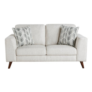 English Elm Love Seat Mid-Century Modern Chenille Upholstered Sofa with Tapered Legs and Pillows Silver 64 L x 34 W x 34 H B011P580773
