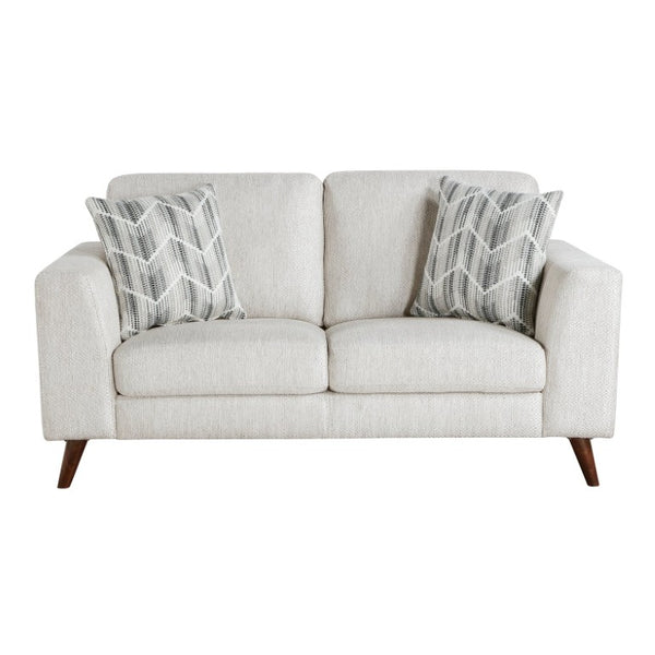 English Elm Love Seat Mid-Century Modern Chenille Upholstered Sofa with Tapered Legs and Pillows Silver 64 L x 34 W x 34 H B011P580773