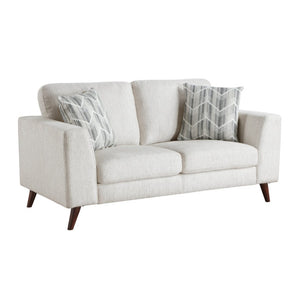 English Elm Love Seat Mid-Century Modern Chenille Upholstered Sofa with Tapered Legs and Pillows Silver 64 L x 34 W x 34 H B011P580773