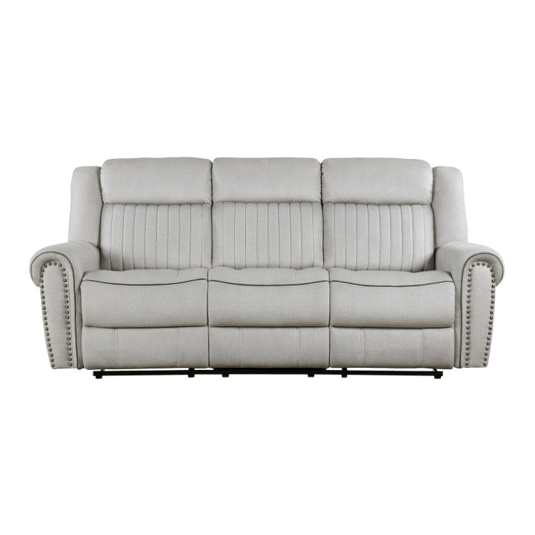 English Elm Double Reclining Sofa Microfiber Upholstered with Nailhead Trim for Transitional Living Rooms B011P580778