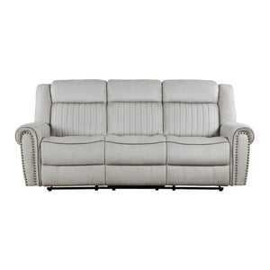 English Elm Double Reclining Sofa Microfiber Upholstered with Nailhead Trim for Transitional Living Rooms B011P580778