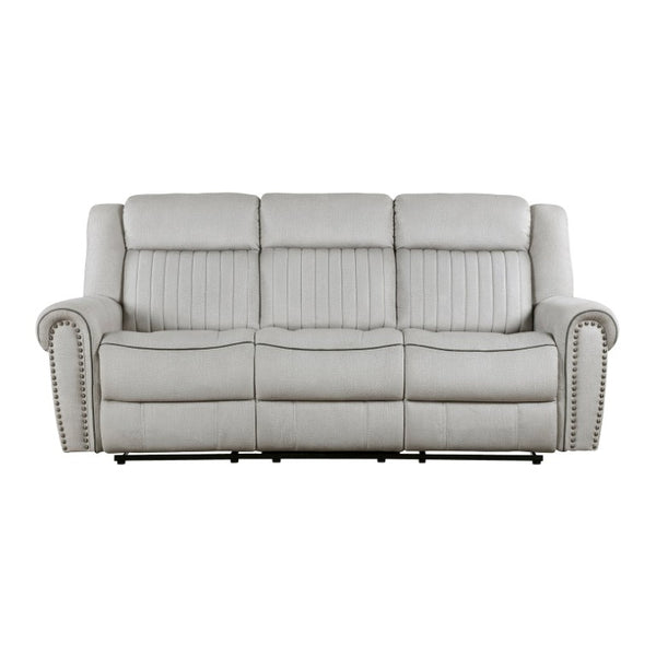 English Elm Double Reclining Sofa Microfiber Upholstered with Nailhead Trim for Transitional Living Rooms B011P580778