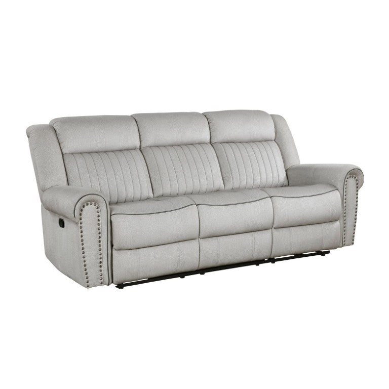 English Elm Double Reclining Sofa Microfiber Upholstered with Nailhead Trim for Transitional Living Rooms B011P580778