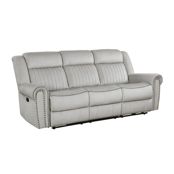 English Elm Double Reclining Sofa Microfiber Upholstered with Nailhead Trim for Transitional Living Rooms B011P580778