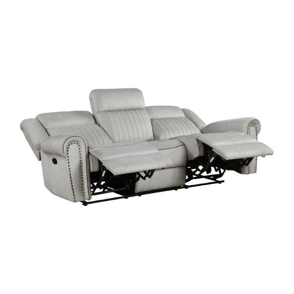 English Elm Double Reclining Sofa Microfiber Upholstered with Nailhead Trim for Transitional Living Rooms B011P580778
