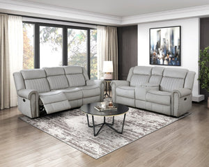 English Elm Double Reclining Sofa Microfiber Upholstered with Nailhead Trim for Transitional Living Rooms B011P580778