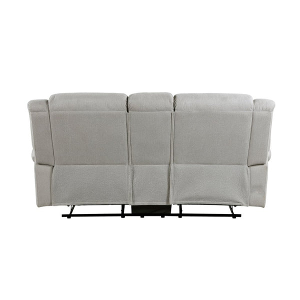 English Elm Double Reclining Loveseat with Console Storage Nailhead Trim Microfiber Seating B011P580779