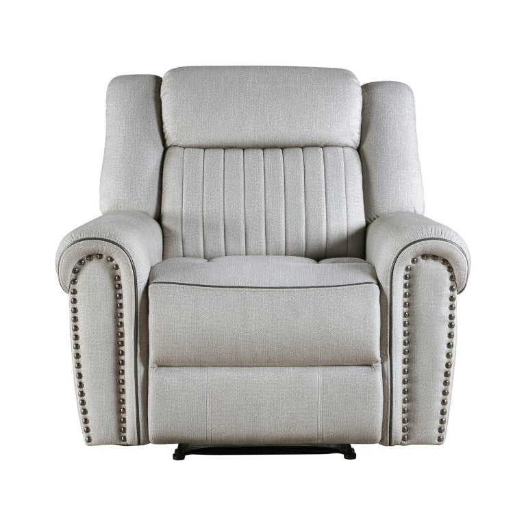 English Elm Reclining Microfiber Accent Chair with Nailhead Trim for Transitional Living Rooms B011P580780