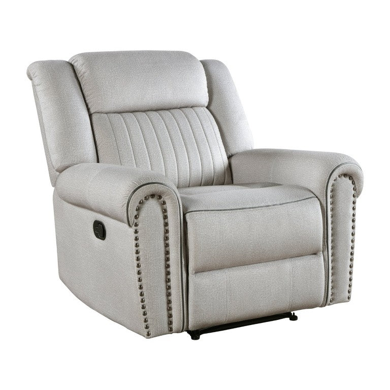 English Elm Reclining Microfiber Accent Chair with Nailhead Trim for Transitional Living Rooms B011P580780