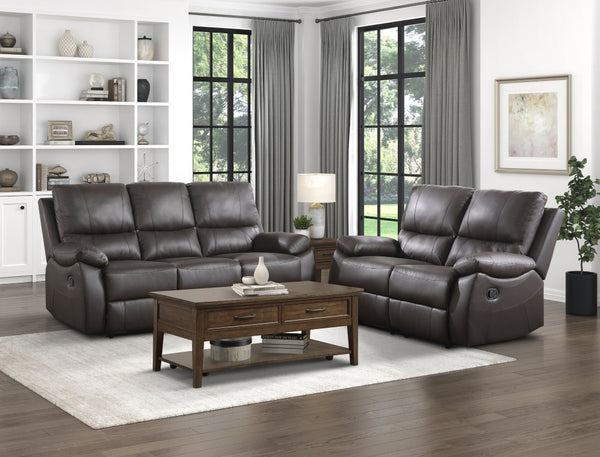 English Elm Double Reclining Faux Leather Loveseat with Pillow Arms and Pocket Coil Cushion Support B011P580782