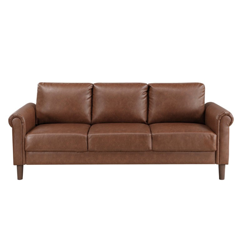 English Elm Sofa Mid-Century Modern Faux Leather Three-Seater with Tapered Legs for Living Rooms B011P580784