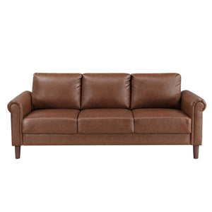 English Elm Sofa Mid-Century Modern Faux Leather Three-Seater with Tapered Legs for Living Rooms B011P580784