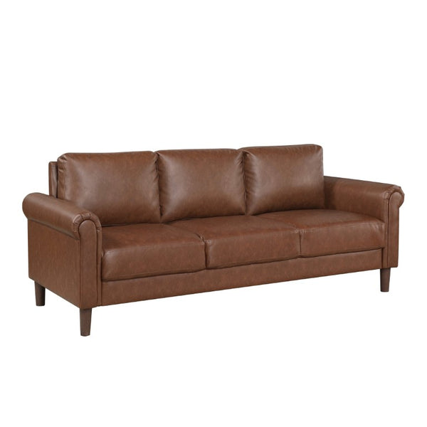 English Elm Sofa Mid-Century Modern Faux Leather Three-Seater with Tapered Legs for Living Rooms B011P580784