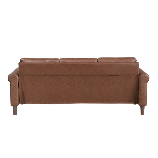 English Elm Sofa Mid-Century Modern Faux Leather Three-Seater with Tapered Legs for Living Rooms B011P580784