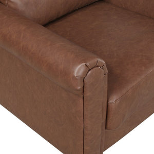 English Elm Sofa Mid-Century Modern Faux Leather Three-Seater with Tapered Legs for Living Rooms B011P580784