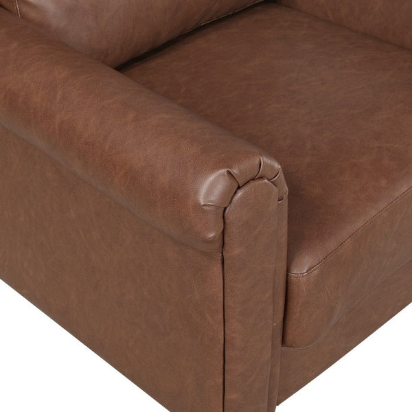 English Elm Sofa Mid-Century Modern Faux Leather Three-Seater with Tapered Legs for Living Rooms B011P580784