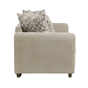 English Elm Love Seat Chenille Upholstered Loveseat with Nailhead Trim and Geometric Toss Pillows B011P580790