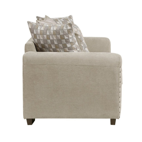 English Elm Love Seat Chenille Upholstered Loveseat with Nailhead Trim and Geometric Toss Pillows B011P580790