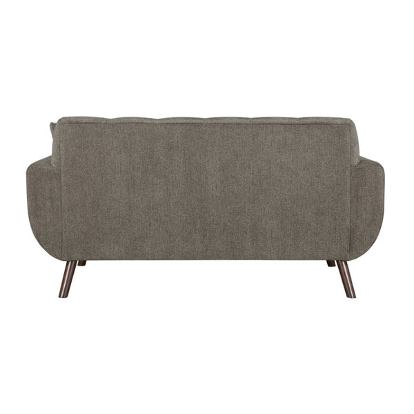 English Elm Love Seat Microfiber Mid-Century Modern Loveseat with Walnut Legs and Toss Pillows Brown 70 L x 35.5 W x 35.5 H B011P580796