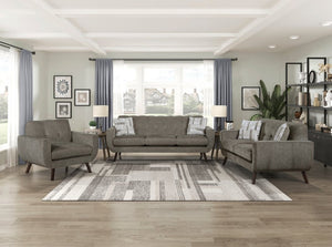 English Elm Love Seat Microfiber Mid-Century Modern Loveseat with Walnut Legs and Toss Pillows Brown 70 L x 35.5 W x 35.5 H B011P580796