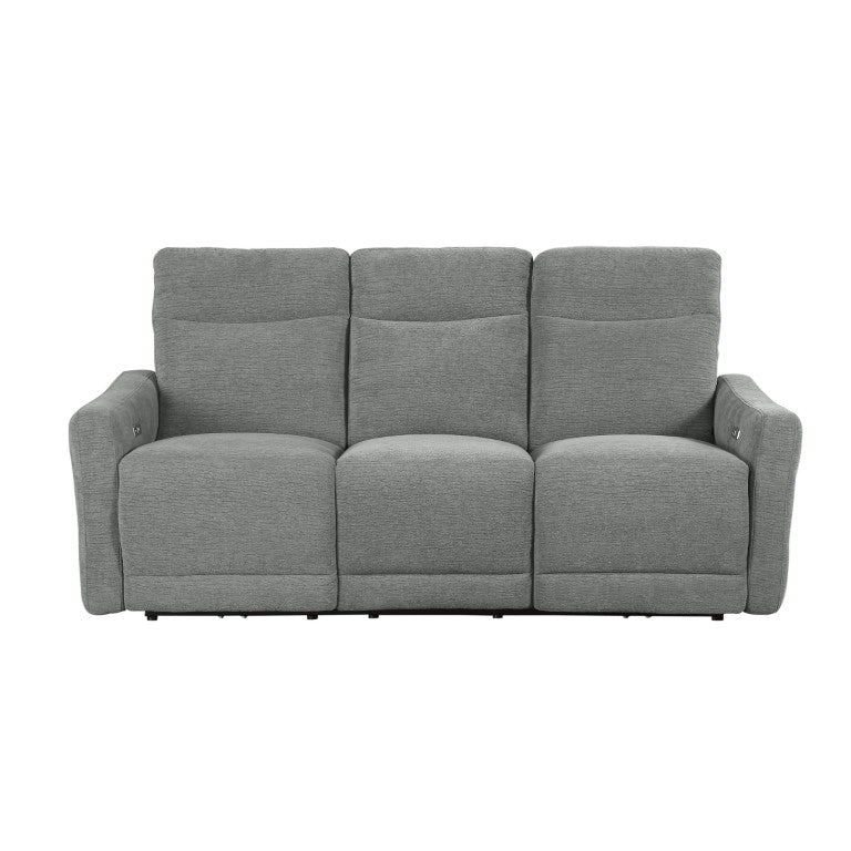 English Elm Power Lay Flat Reclining Sofa with Adjustable Headrests and USB Charging in Dove Gray Chenille Dark Gray B011P580798