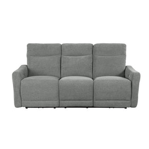 English Elm Power Lay Flat Reclining Sofa with Adjustable Headrests and USB Charging in Dove Gray Chenille Dark Gray B011P580798