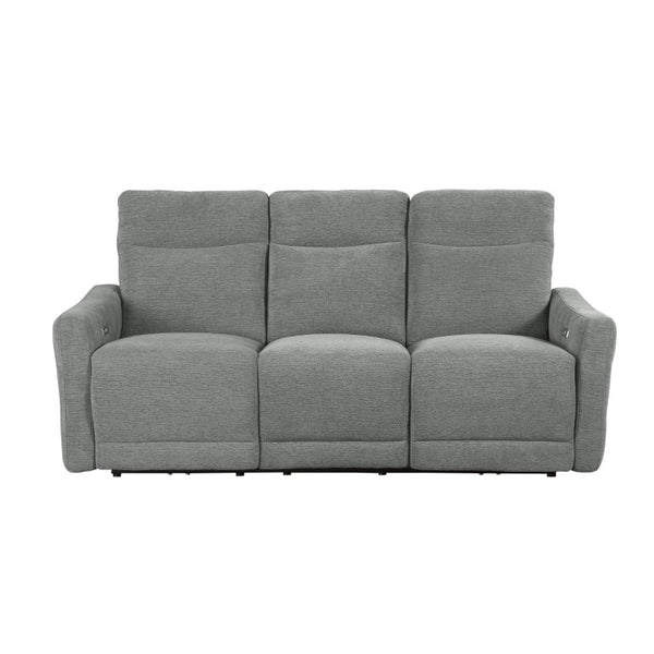 English Elm Power Lay Flat Reclining Sofa with Adjustable Headrests and USB Charging in Dove Gray Chenille Dark Gray B011P580798