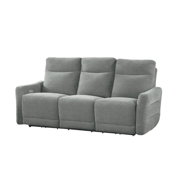 English Elm Power Lay Flat Reclining Sofa with Adjustable Headrests and USB Charging in Dove Gray Chenille Dark Gray B011P580798