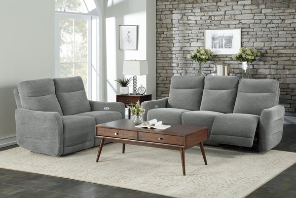 English Elm Power Reclining Loveseat Lay Flat Chenille Upholstered Sofa with USB Charging Ports B011P580799