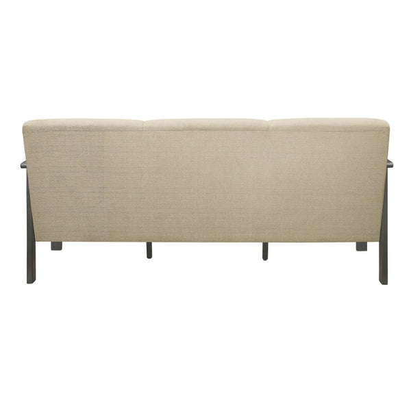 English Elm Sofa Arts and Crafts Inspired Linen Textured Upholstery with Antique Gray Wood Frame B011P580801