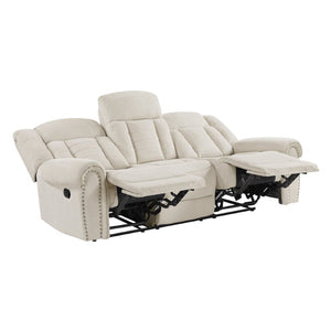 English Elm Double Reclining Sofa Chenille Upholstered with Nailhead Trim and Pocket Coil Support B011P580803