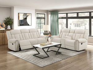 English Elm Double Reclining Sofa Chenille Upholstered with Nailhead Trim and Pocket Coil Support B011P580803