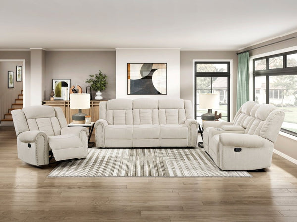 English Elm Double Reclining Sofa Chenille Upholstered with Nailhead Trim and Pocket Coil Support B011P580803