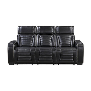 English Elm Power Reclining Sofa with Massage Heated Seating Wireless Charging and Wall Hugger Design Black Leather B011P580806