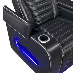 English Elm Power Reclining Sofa with Massage Heated Seating Wireless Charging and Wall Hugger Design Black Leather B011P580806