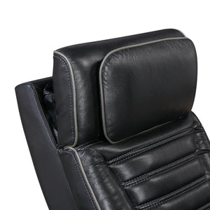 English Elm Power Reclining Sofa with Massage Heated Seating Wireless Charging and Wall Hugger Design Black Leather B011P580806