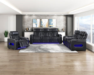 English Elm Power Reclining Sofa with Massage Heated Seating Wireless Charging and Wall Hugger Design Black Leather B011P580806