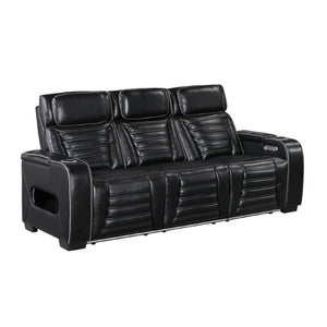 English Elm Power Reclining Sofa with Massage Heated Seating Wireless Charging and Wall Hugger Design Black Leather B011P580806