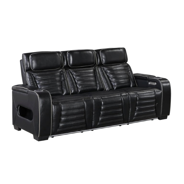 English Elm Power Reclining Sofa with Massage Heated Seating Wireless Charging and Wall Hugger Design Black Leather B011P580806