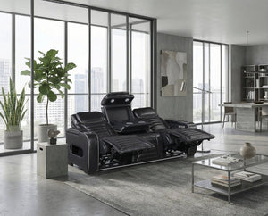 English Elm Power Reclining Sofa with Massage Heated Seating Wireless Charging and Wall Hugger Design Black Leather B011P580806