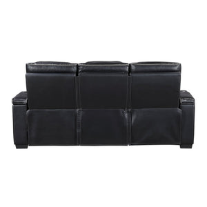 English Elm Power Reclining Sofa with Massage Heated Seating Wireless Charging and Wall Hugger Design Black Leather B011P580806